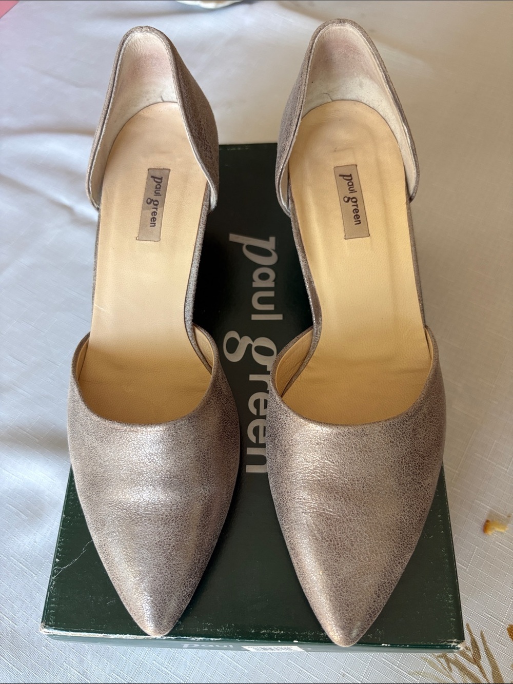 Paul Green Shimmery Taupe Pointed D'Orsay Pumps